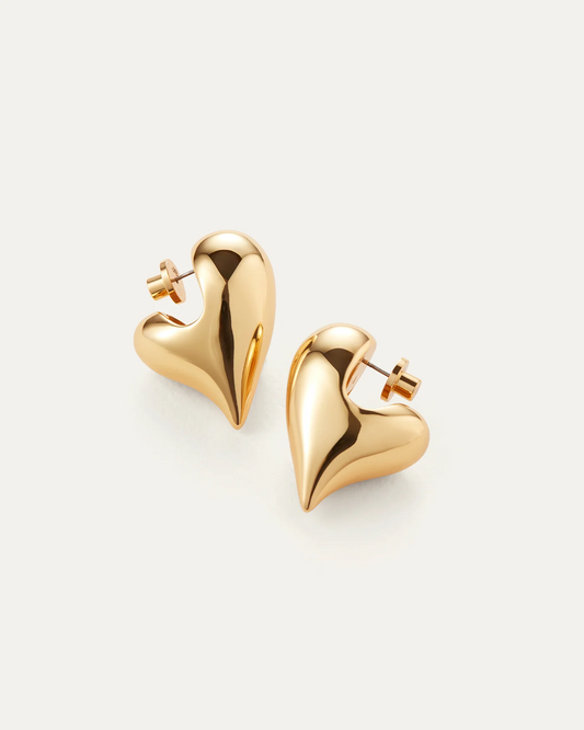 Art Heart Puff Earrings  in Gold
