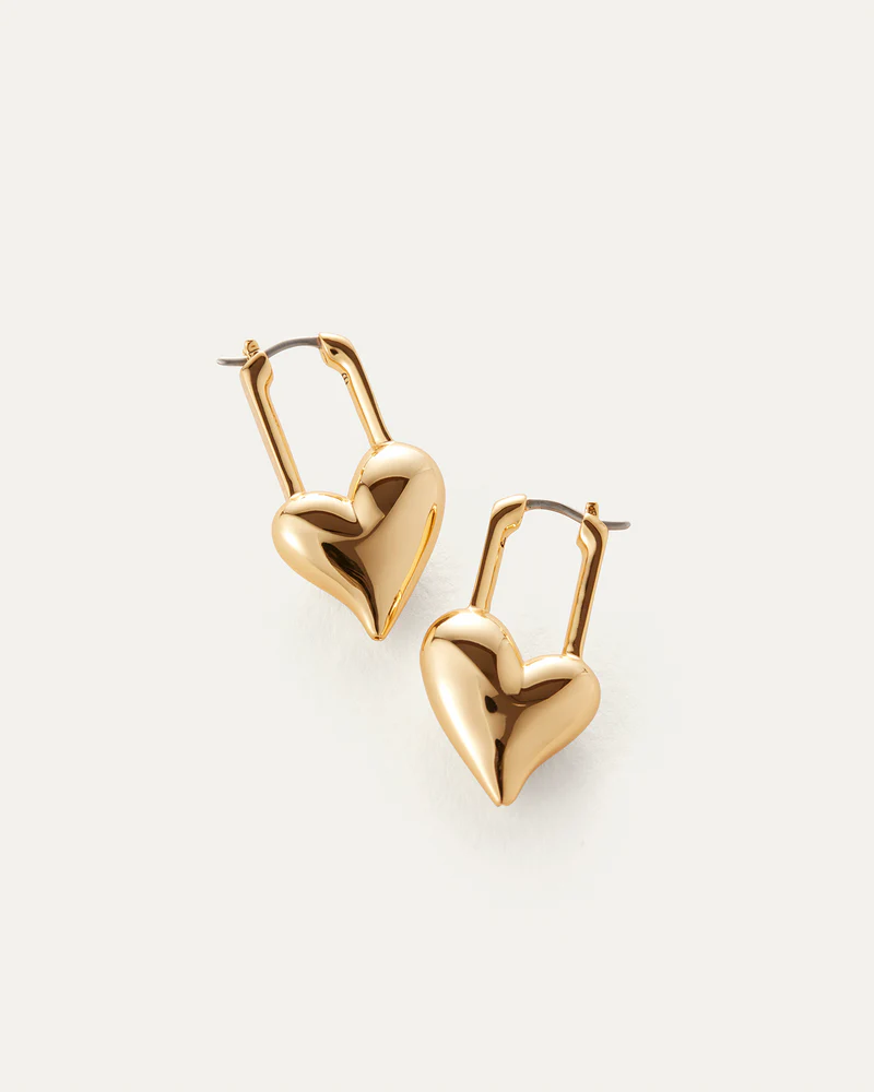 Padlock Heart Earrings in Gold