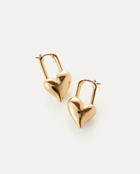 Padlock Heart Earrings in Gold