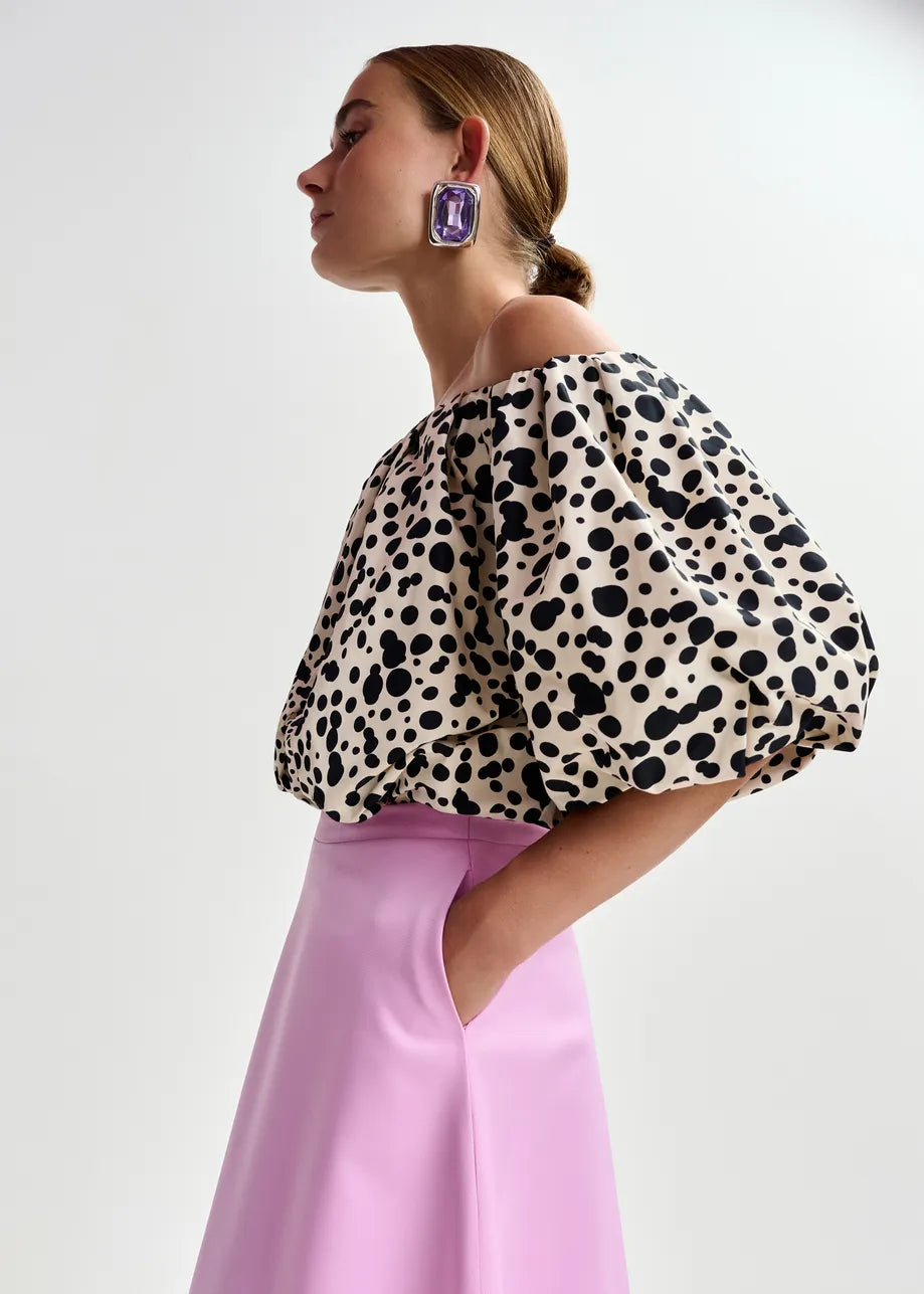 Jint Puffy Bodysuit in Black/White