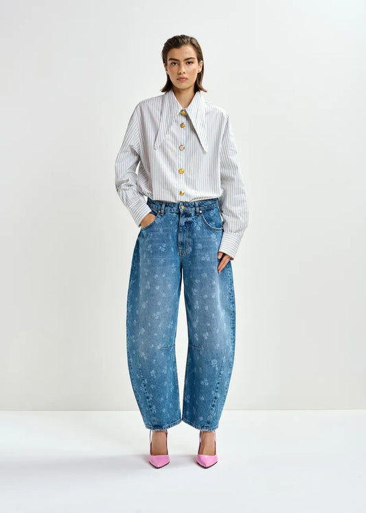 Barrel Leg Jeans in Blue