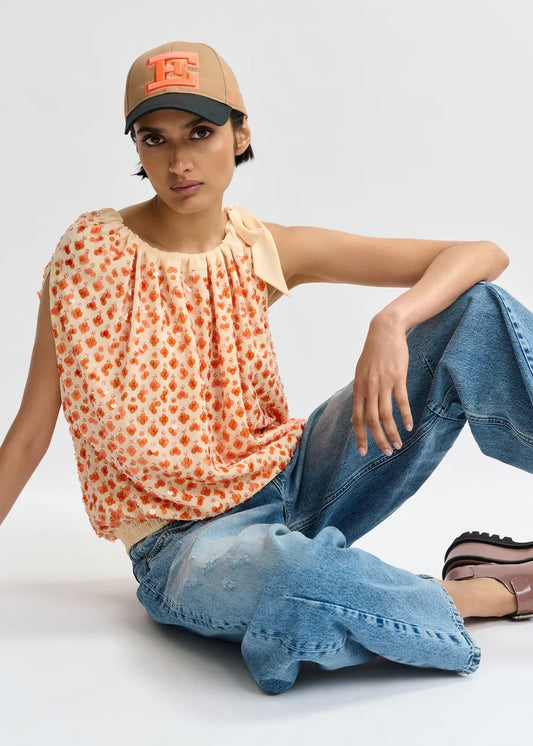 Jocelyn Sequin Smocked Top