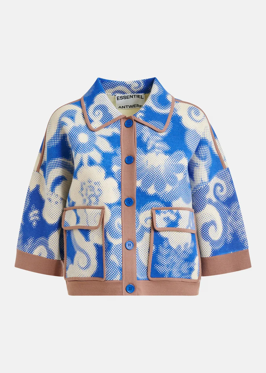 Joly Printed Knit Jacket in Blue
