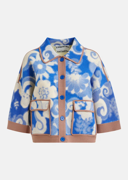 Joly Printed Knit Jacket in Blue