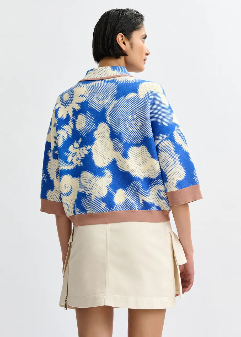 Joly Printed Knit Jacket in Blue