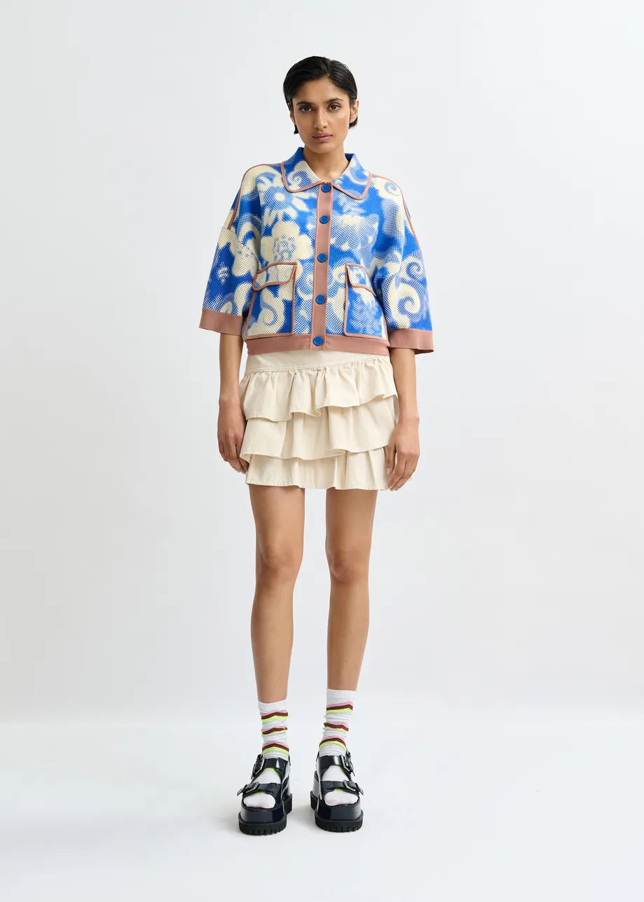 Joly Printed Knit Jacket in Blue