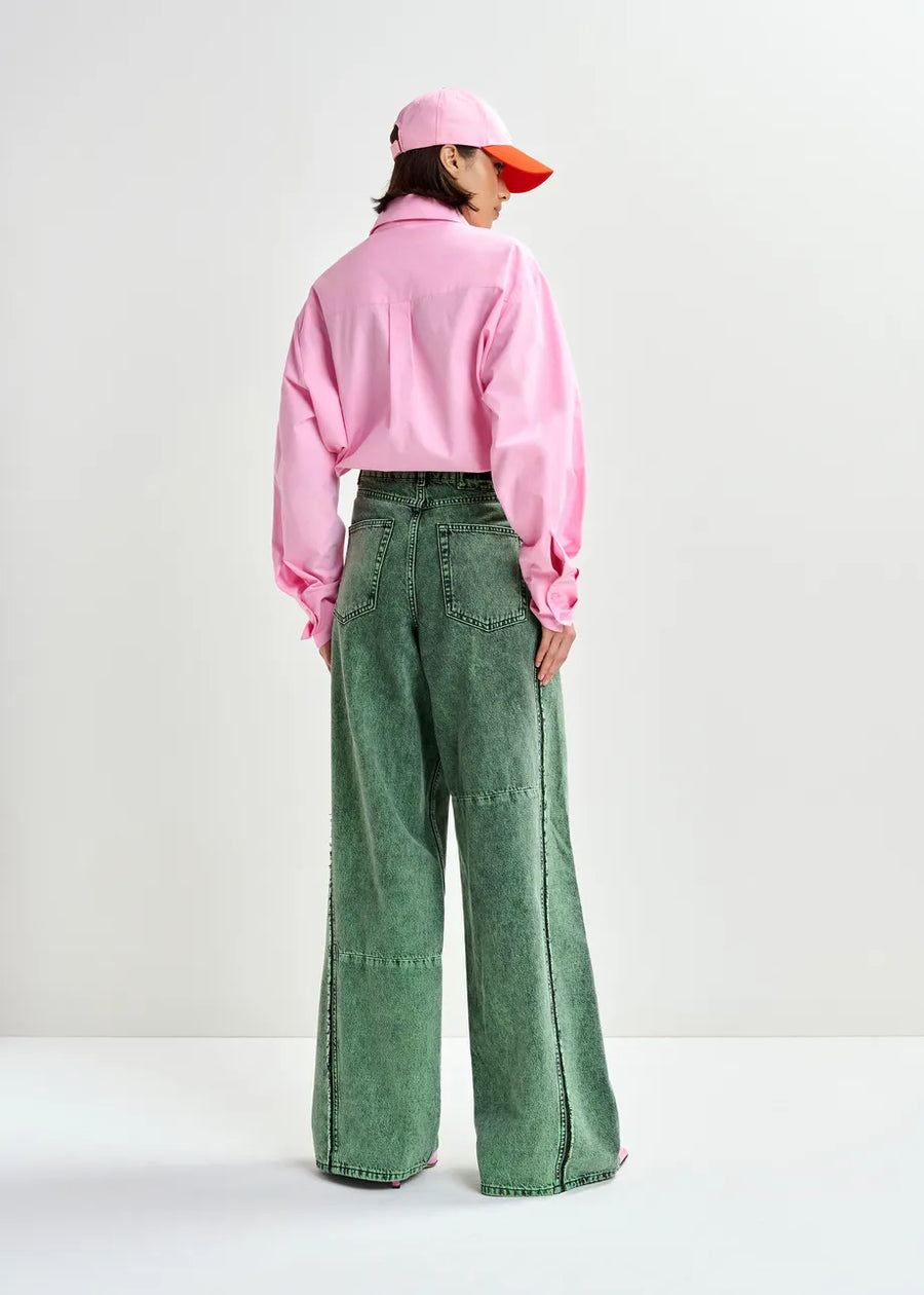 Jomato Shirt with Elongated Collar in Pink