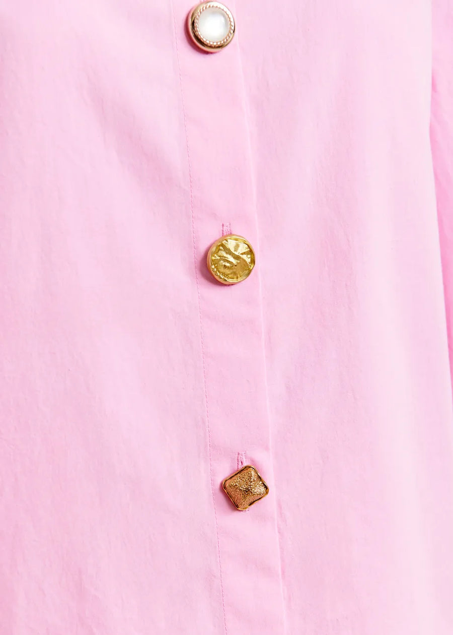 Jomato Shirt with Elongated Collar in Pink