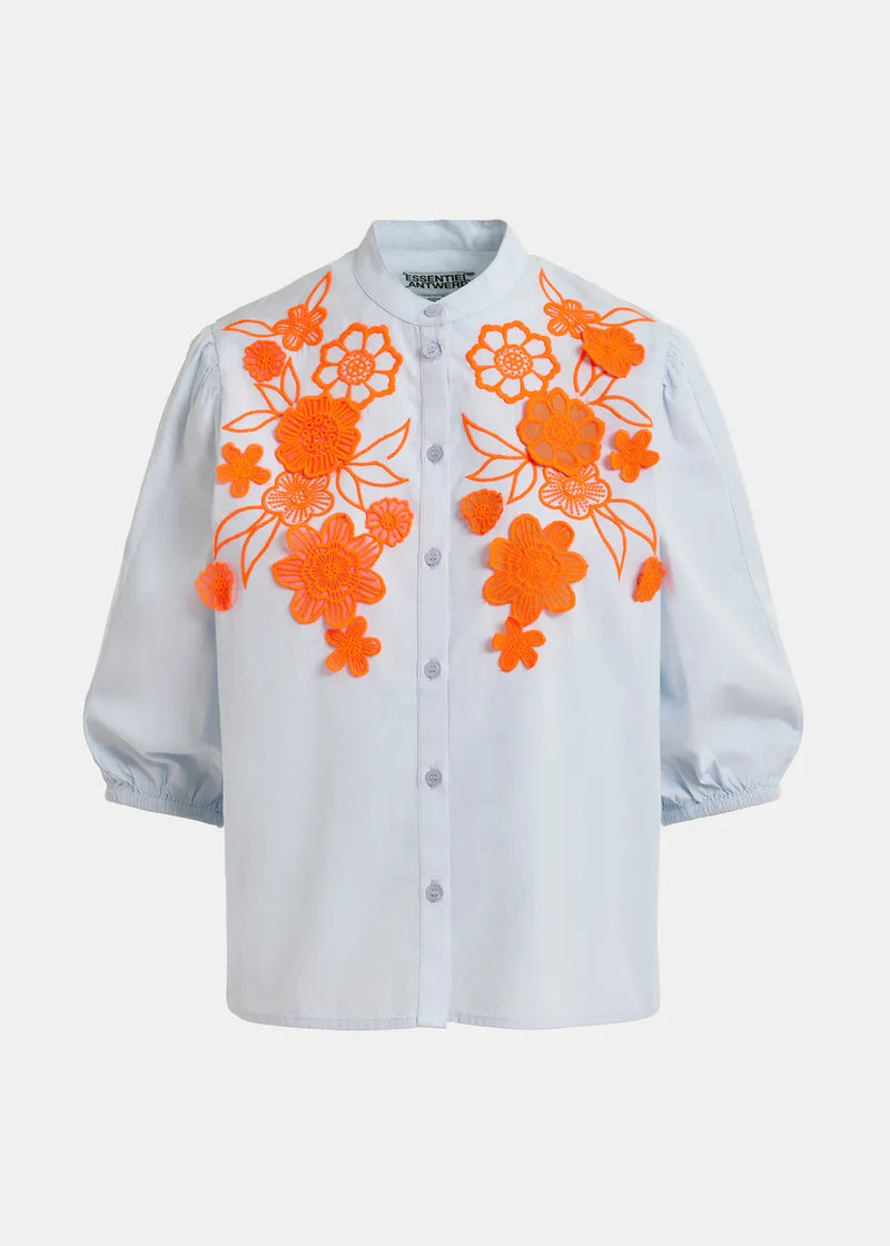 Jorja Shirt with Appliqué Flowers in Lake View