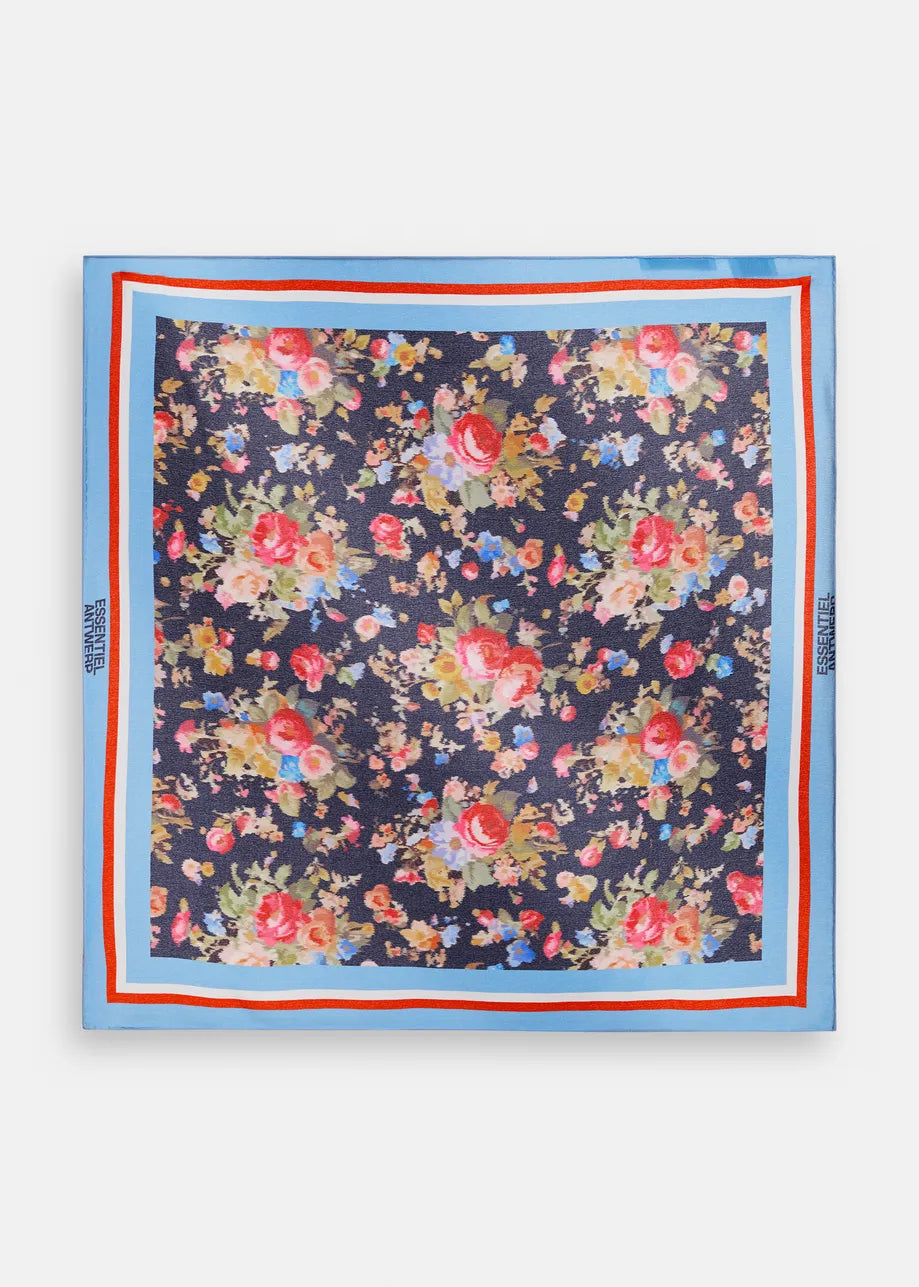Square Silk Scarf with Floral Print