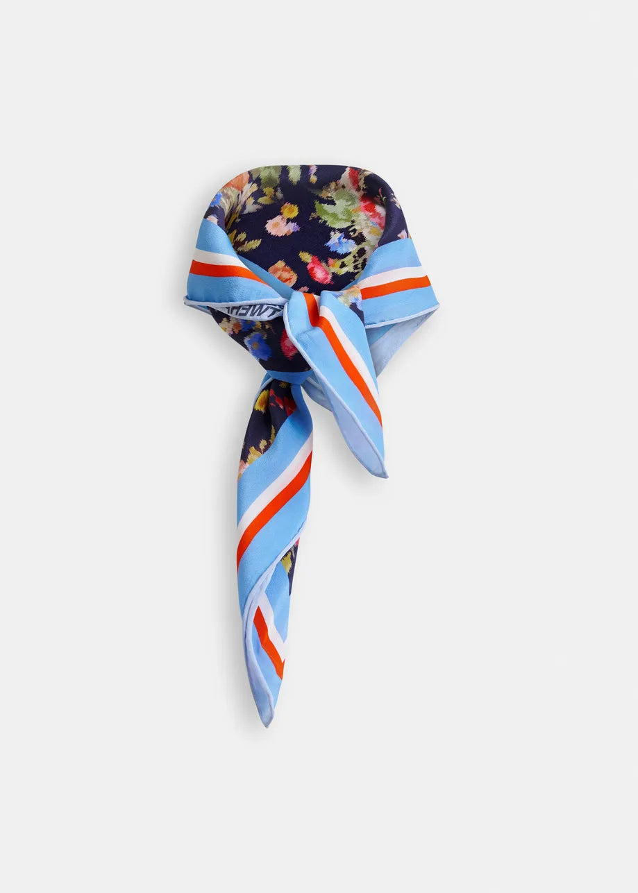 Square Silk Scarf with Floral Print