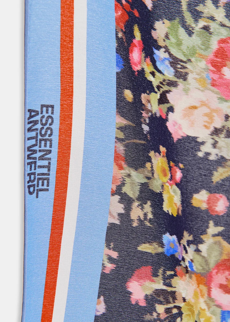 Square Silk Scarf with Floral Print