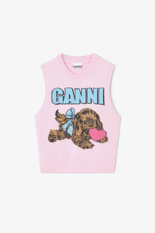 Puppy Wool Vest in Pink