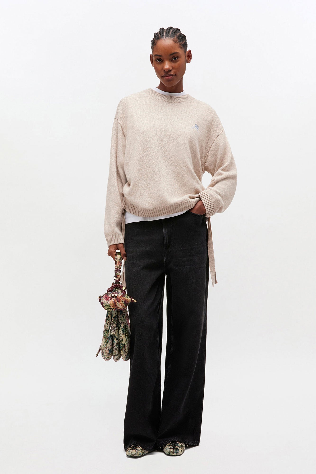 Wool Mix Jumper in Beige