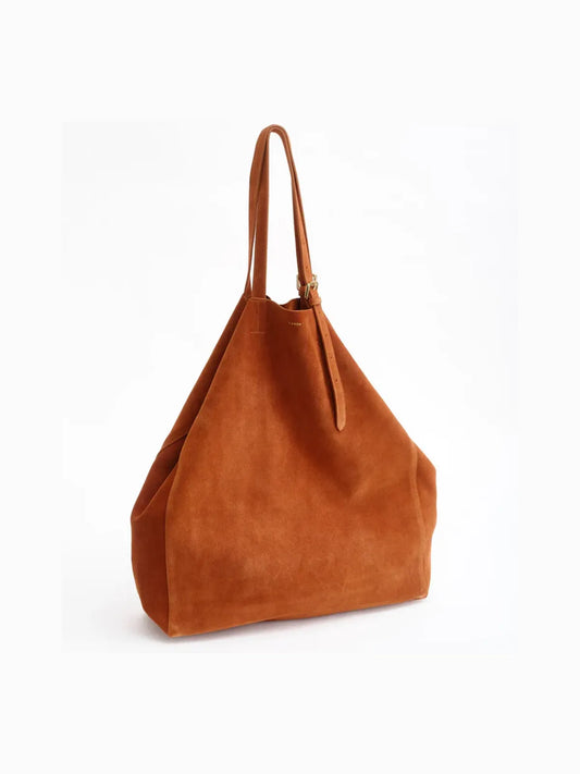 Panama Oversized Shopper Bag in Suede Tan