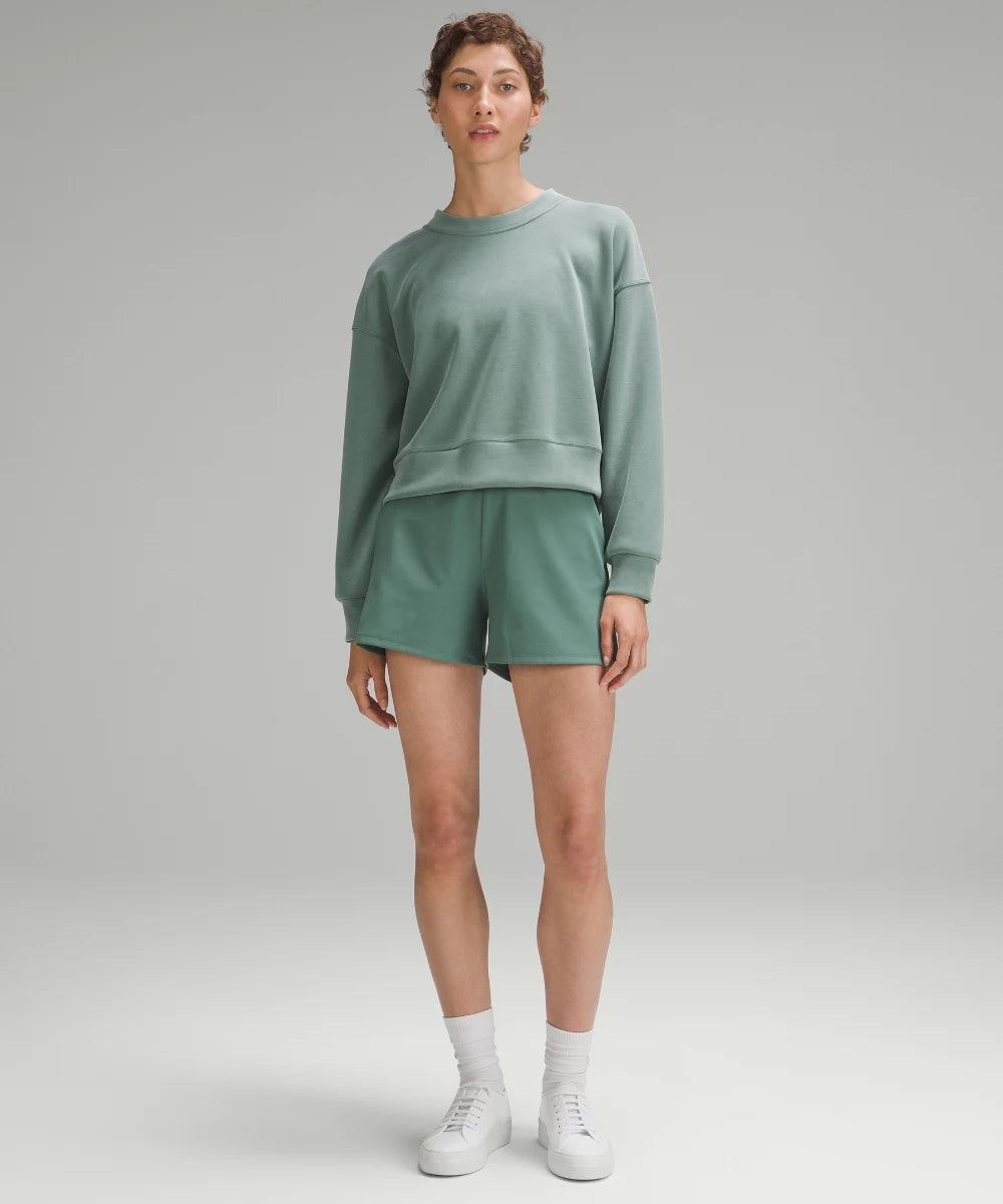 PERFECTLY OVERSIZED CROPPED CREW JUMPER-MEDIUM FOREST