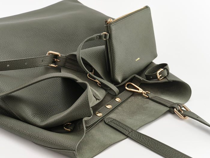 Panama OverSized Shopper Bag in Dark Green