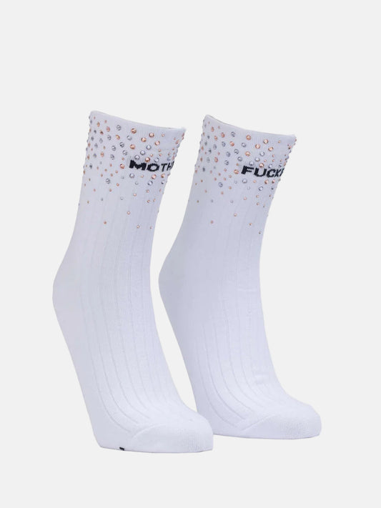 Mother Fucker Rhinestones Sock