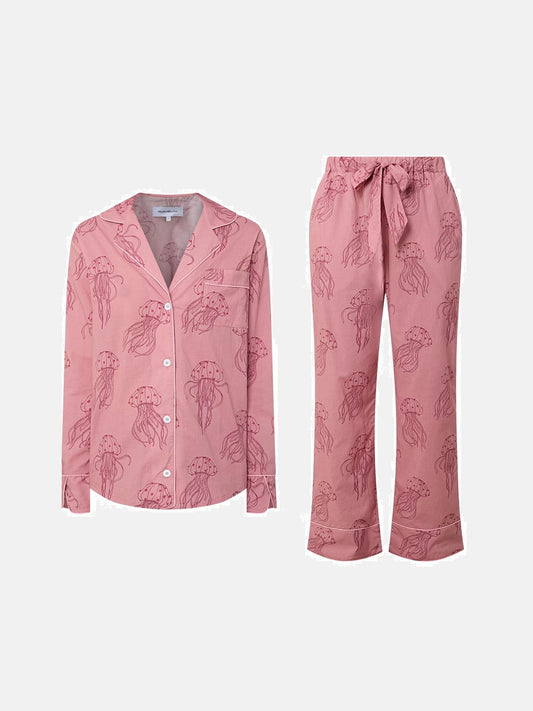 Long Pyjamas Set in Jellyfish Pink