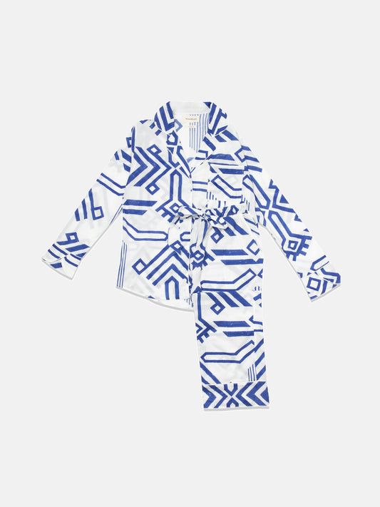 Long Pyjamas Set in Juno Blue