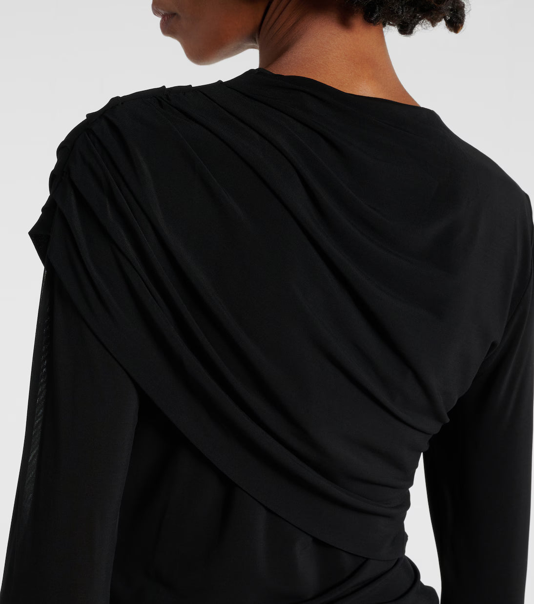 Dressi Draped Jersey Top in Black
