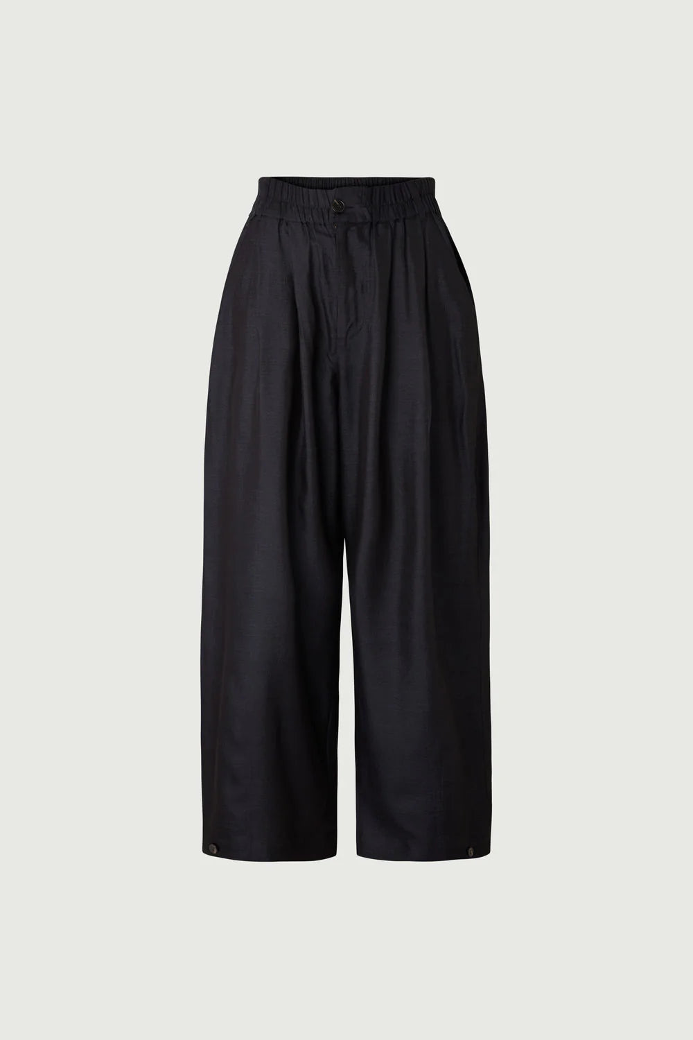 Vernon Elasticated Silk Trousers in Black