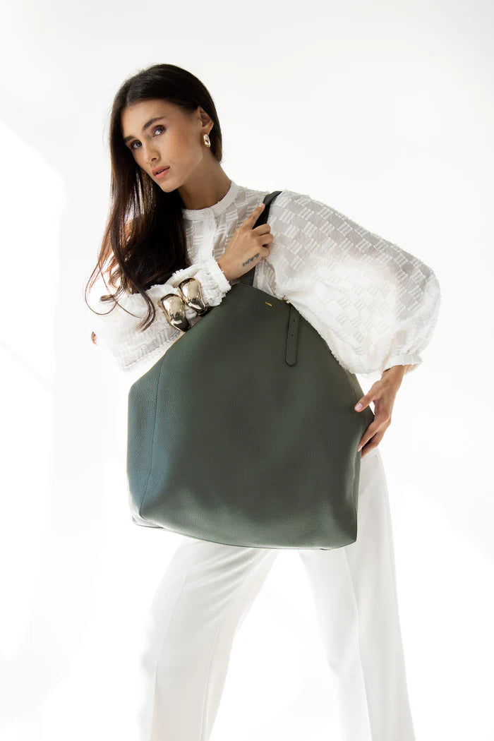 Panama OverSized Shopper Bag in Dark Green