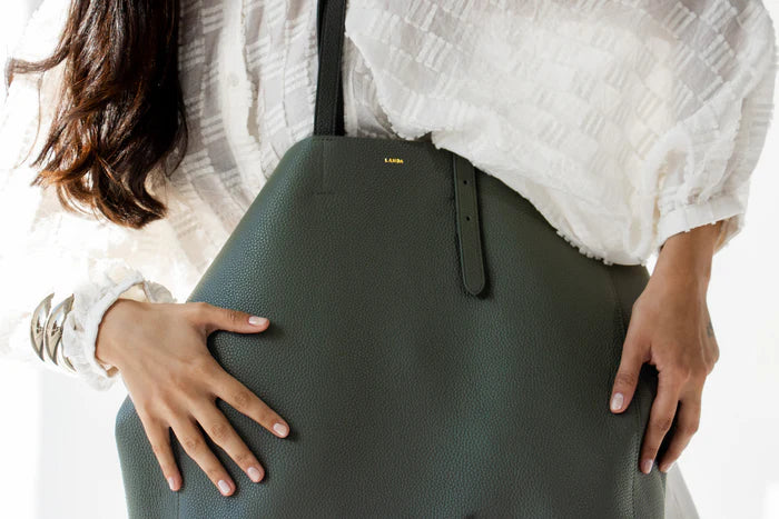 Panama OverSized Shopper Bag in Dark Green