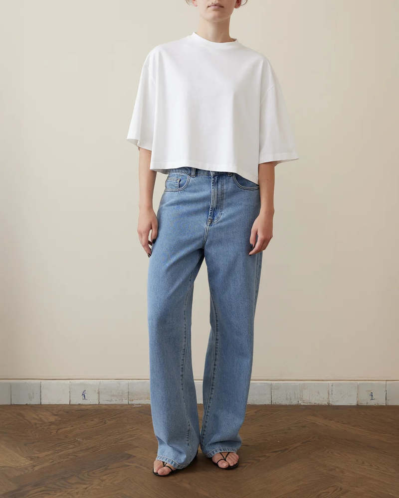 Wide Cropped Tshirt  in White