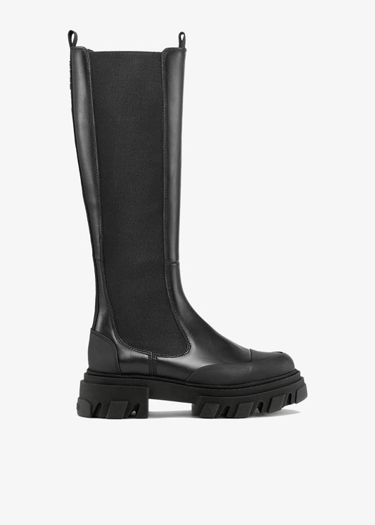 Cleated High Chelsea Boot in Black