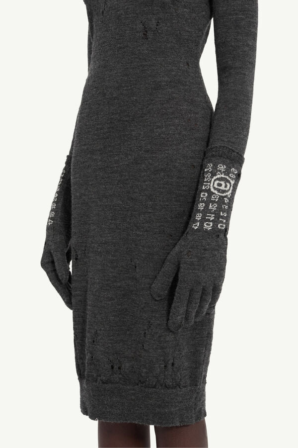 Logo Wool Gloves in Dark Grey