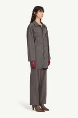 Tweed Shirt Dress in Brown and Beige