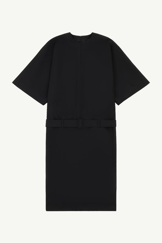 Wool Midi Dress in Black