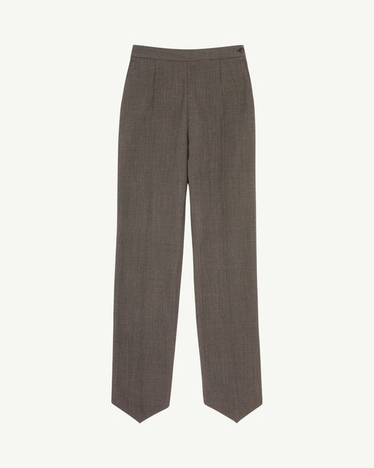 Light Tweed Tailored Trousers in Brown and Beige
