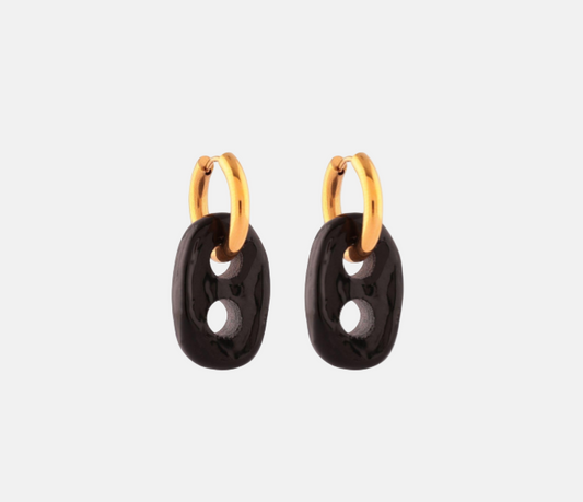 Mariner Link Glass Earrings in Black