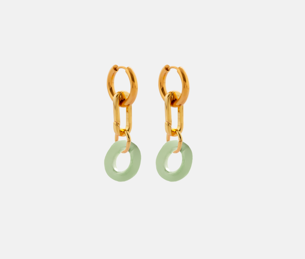 Toggle Link Earrings in Green