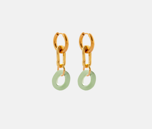 Toggle Link Earrings in Green