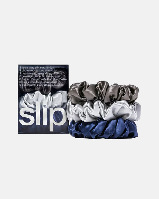 Pure Silk Large Srunchie Midnight Set Of 3
