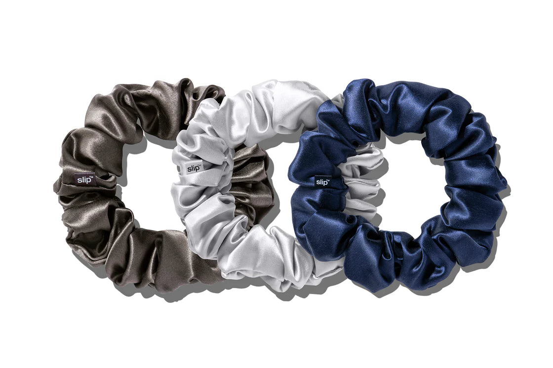 PURE SILK LARGE SRUNCHIE MIDNIGHT SET OF 3 - SLIP