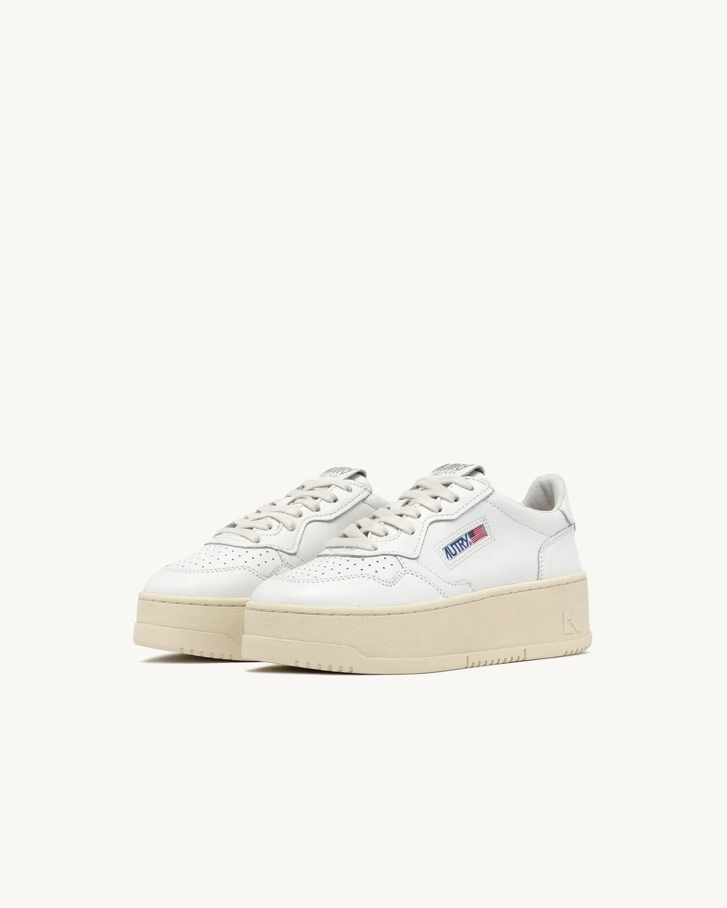 Medalist Platform Sneakers  in White Leather