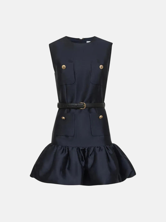 Taffeta Mini Dress in Navy