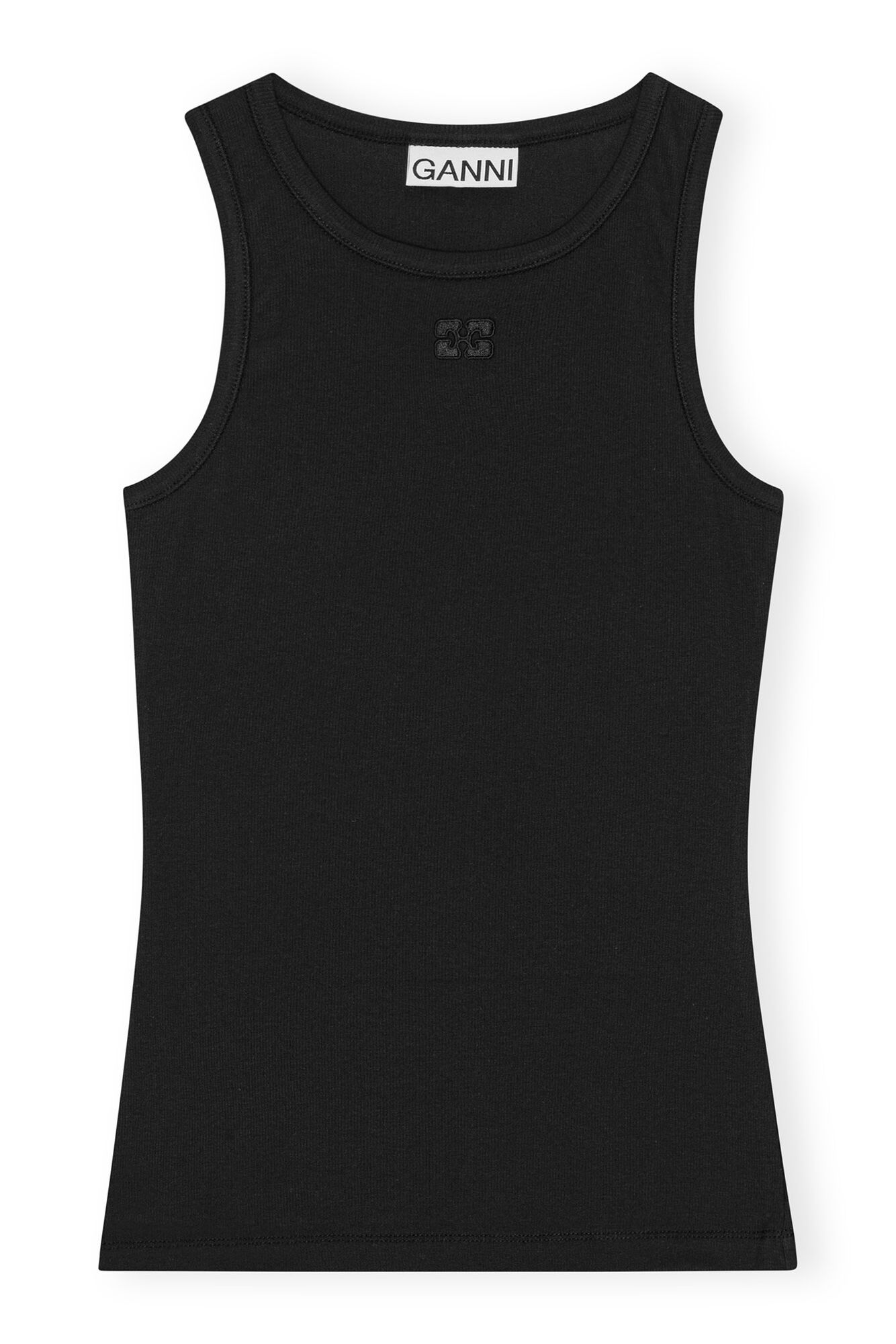 SOFT COTTON RIB TANK TOP BLACK - GANNI