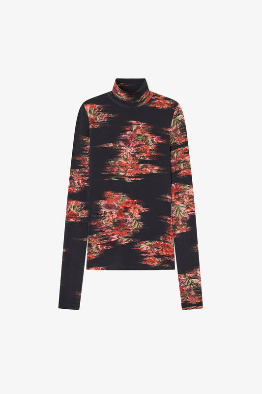 Floral Jersey Turtleneck