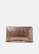 Creased Leather Shoulder Bag in Rose Gold