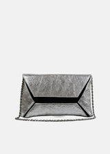 Creased Leather Shoulder Bag in Silver/Black