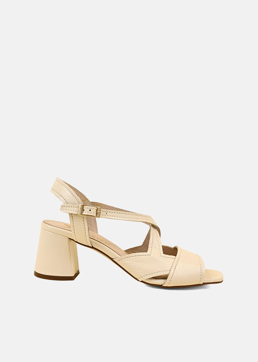Strappy Block Heel Sandals in White