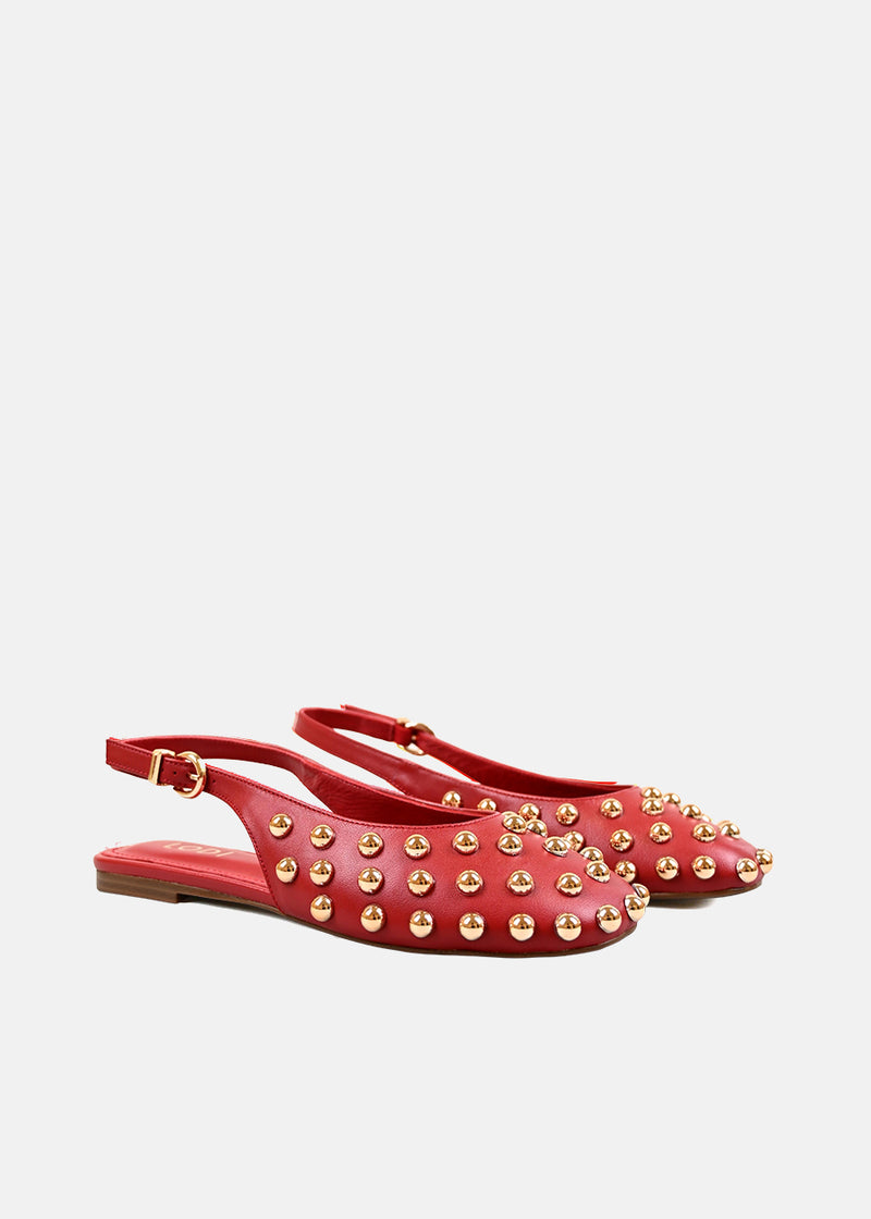 Leo Flats with Studs in Red