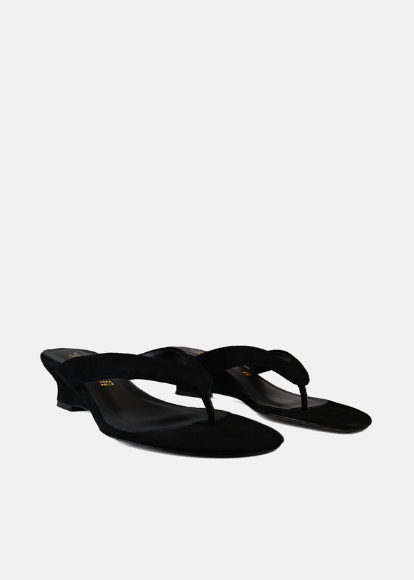 Thong Wedge Sandal in Black