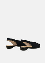 Slingback Pointed Toe Flats in Navy Suede