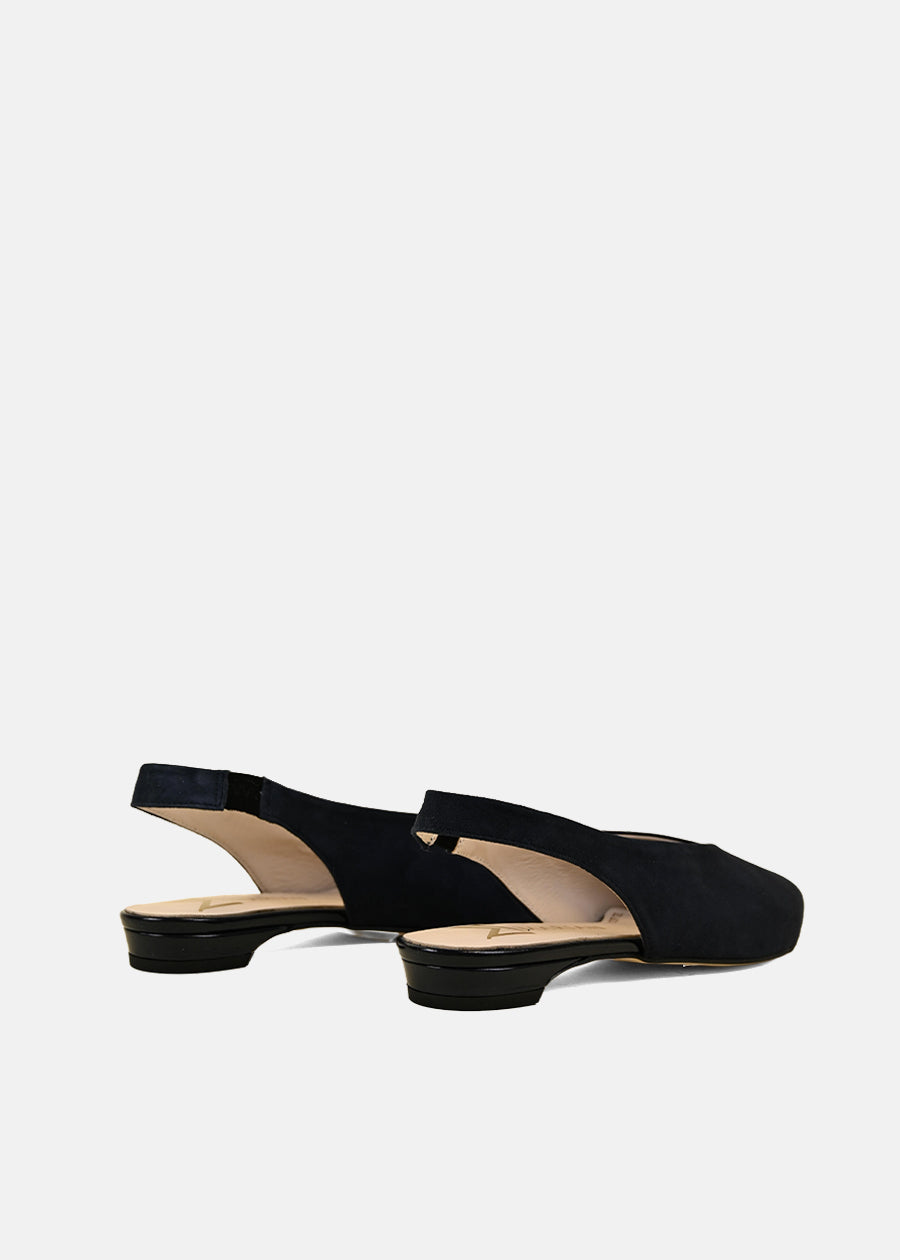 Slingback Pointed Toe Flats in Navy Suede